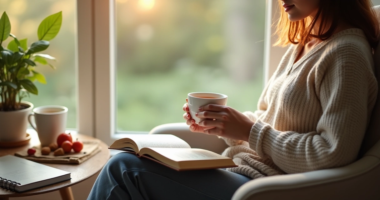 Pessoa cuidando da saúde mental com rotina equilibrada 