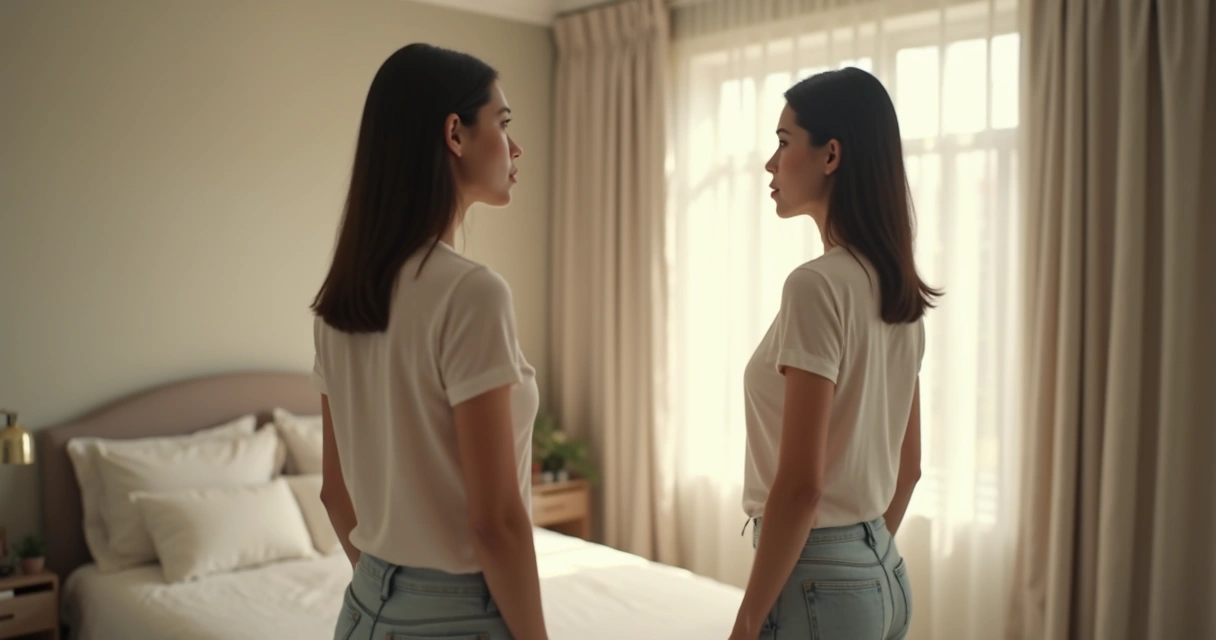 Persona mirando su reflejo en un espejo 