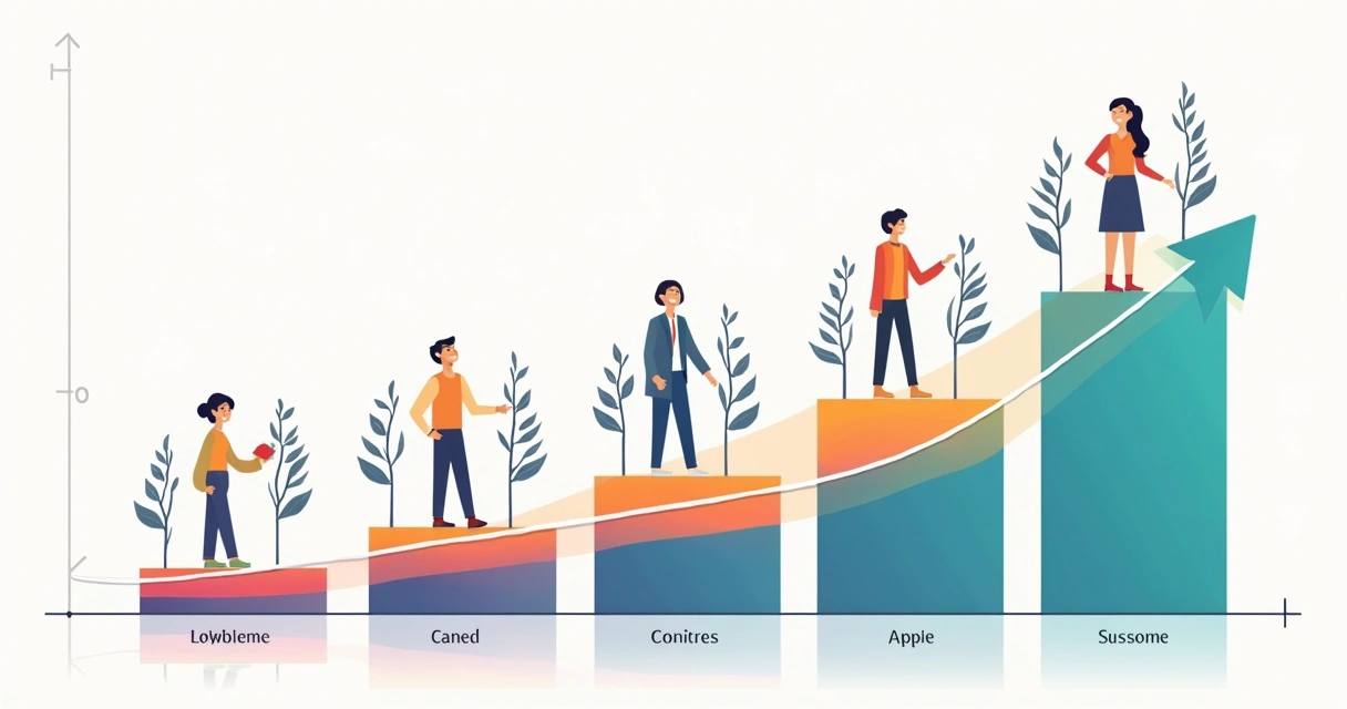 Gráfico ilustrativo colorido mostrando aumento da participação coletiva em autogestão social 