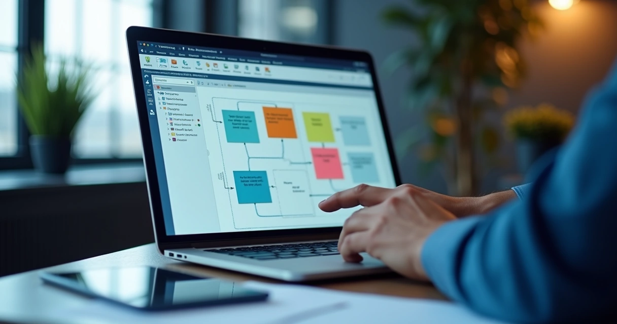Fluxo de automação de marketing contabilidade em tela de notebook 