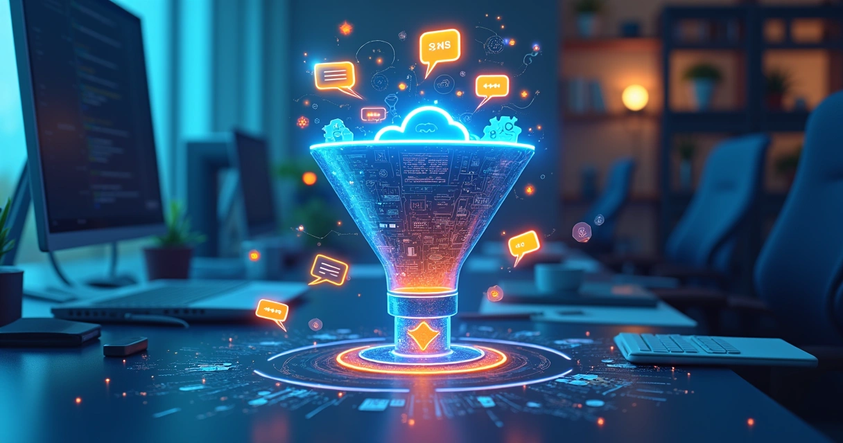 Visão ilustrada de automação no funil de vendas 
