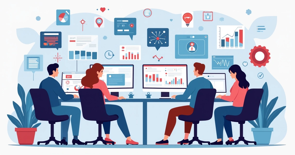 Equipe usando IA e automação em campanhas de marketing 