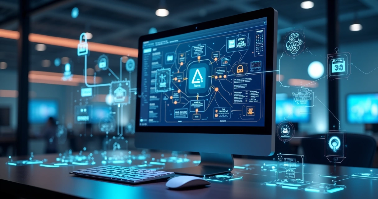 Representação visual de automação com webhooks em agências digitais, incluindo fluxos de integrações e conexões digitais em tela de computador 