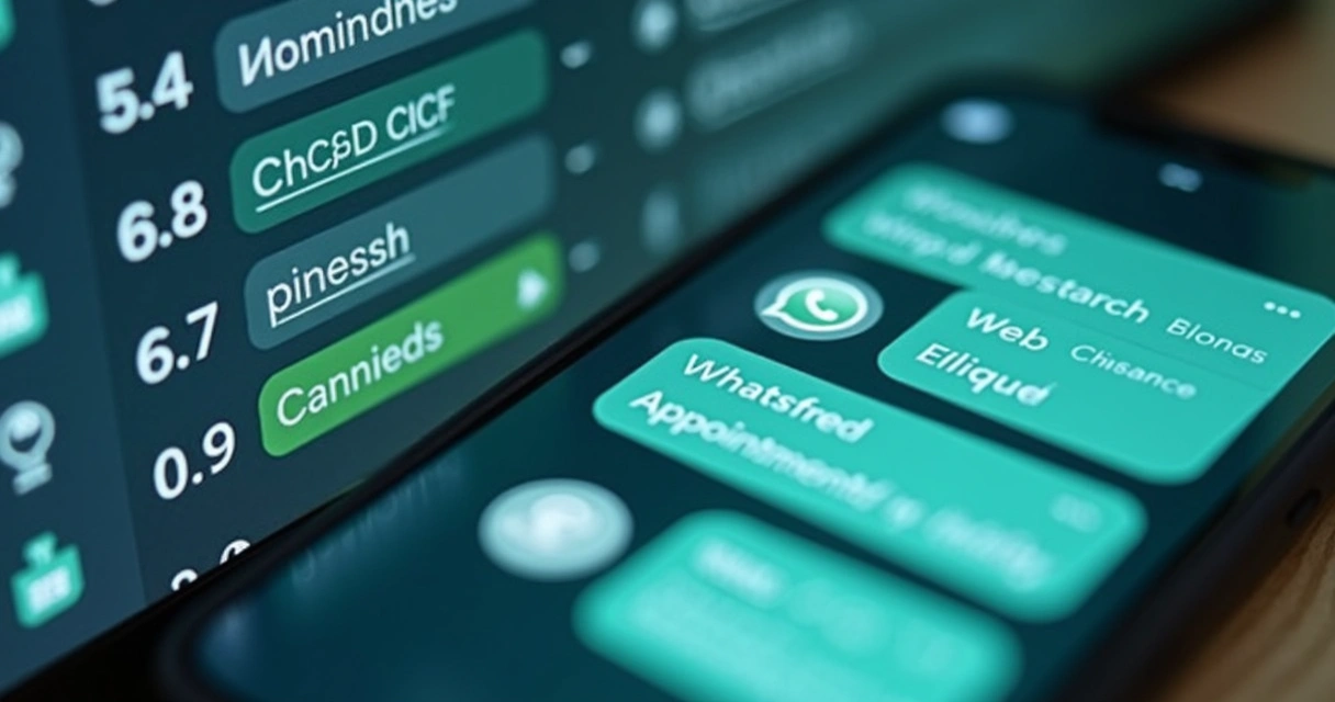 Tela de agenda digital com mensagens de confirmação de horários no WhatsApp