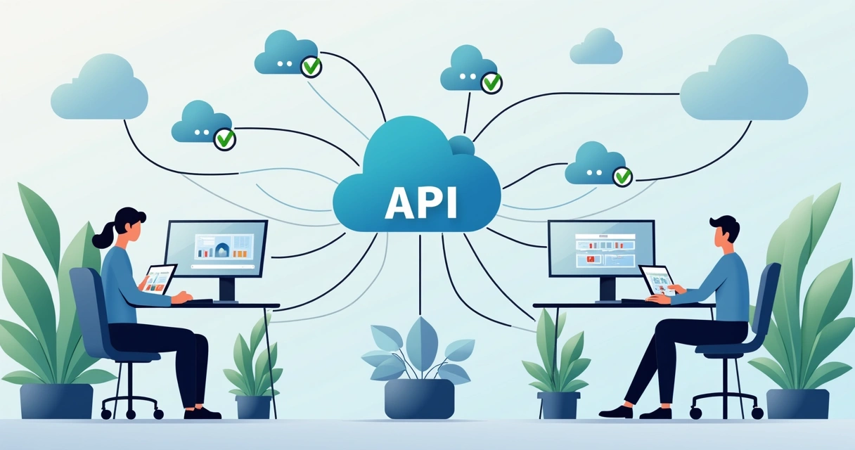 Representação visual de integração de dados via API 