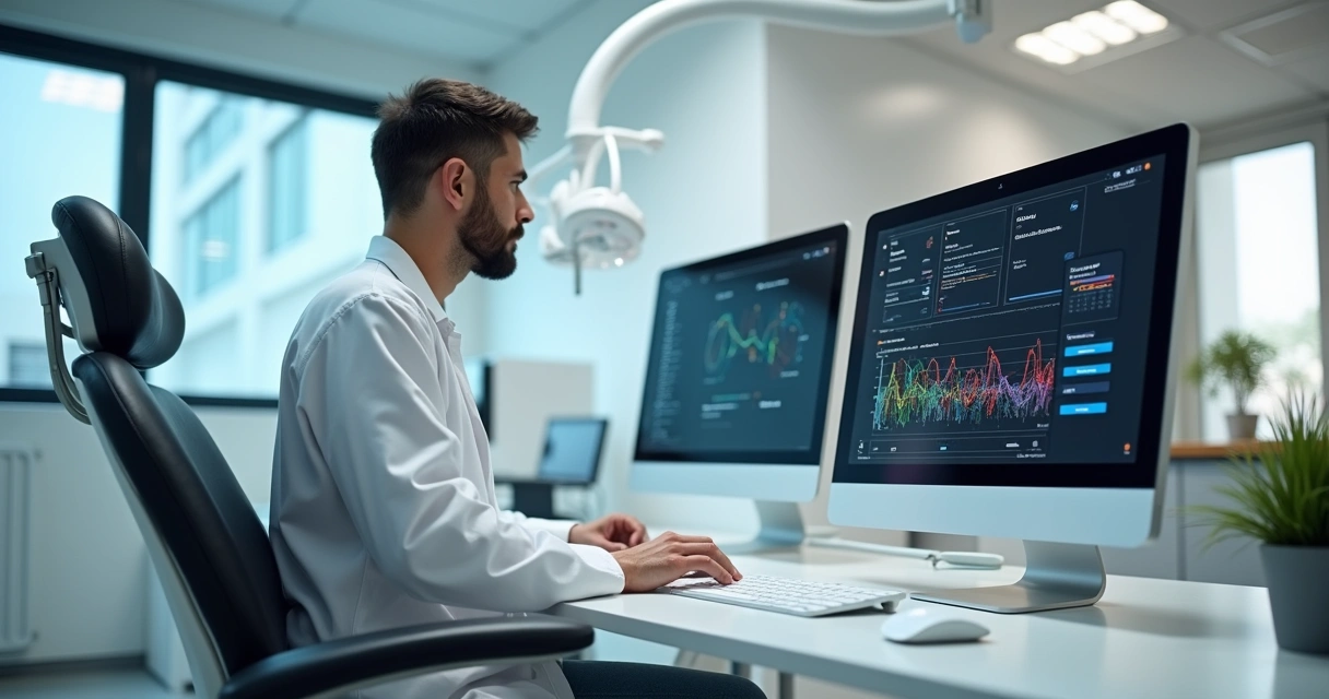 Equipe de clínica analisando fluxos automáticos de WhatsApp em computador 