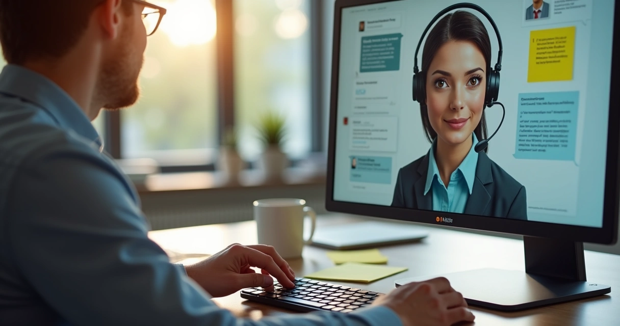 Chatbot conversando com cliente em tela de computador 