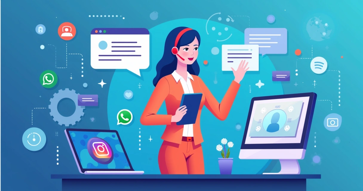 Representação visual da automação de atendimento em múltiplos canais digitais 