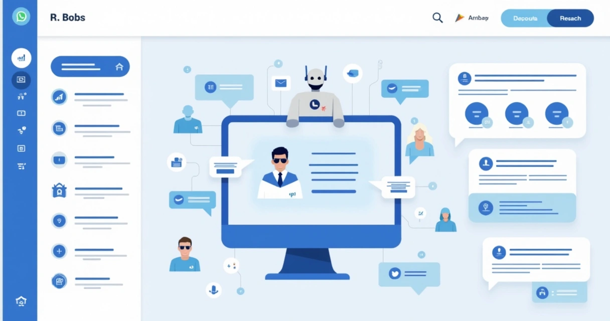Painel digital com IA interagindo em múltiplos canais 