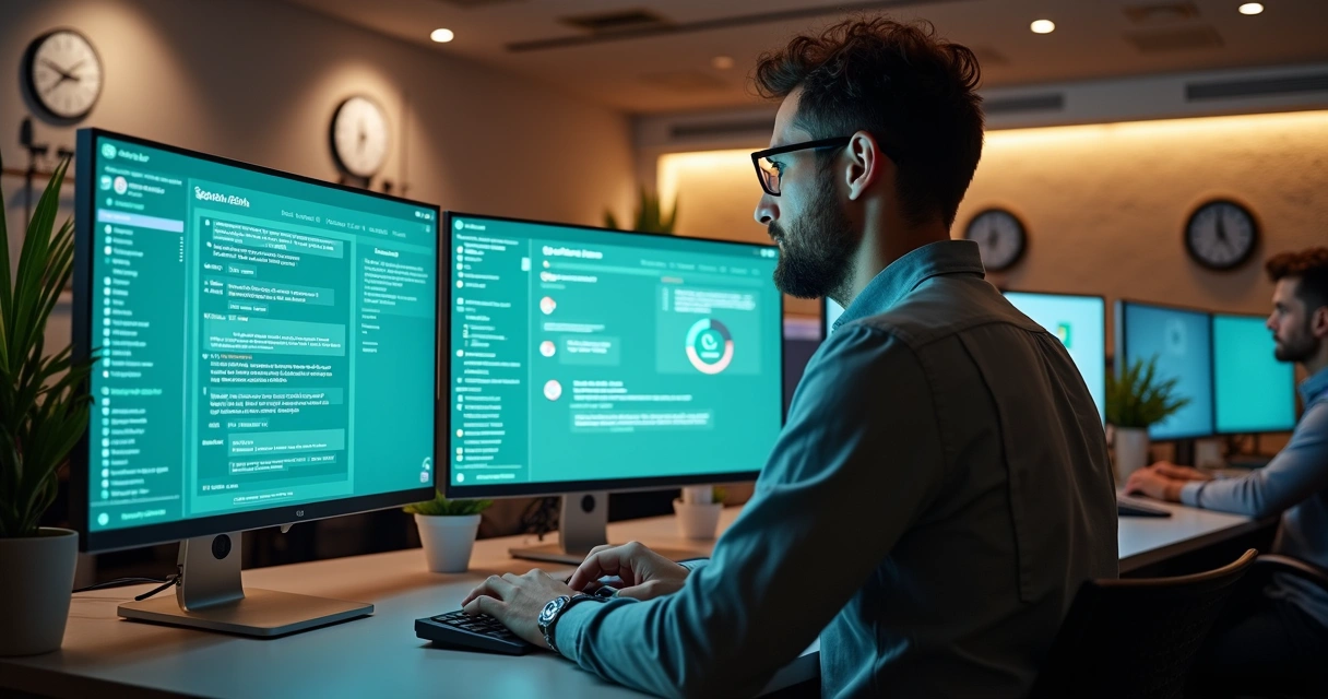 Sistema automatizado gerenciando mensagens em canais digitais 
