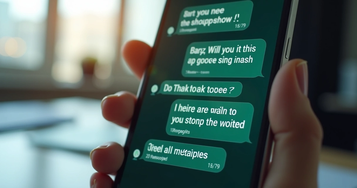 Celular recebendo mensagens automáticas de atendimento no WhatsApp 