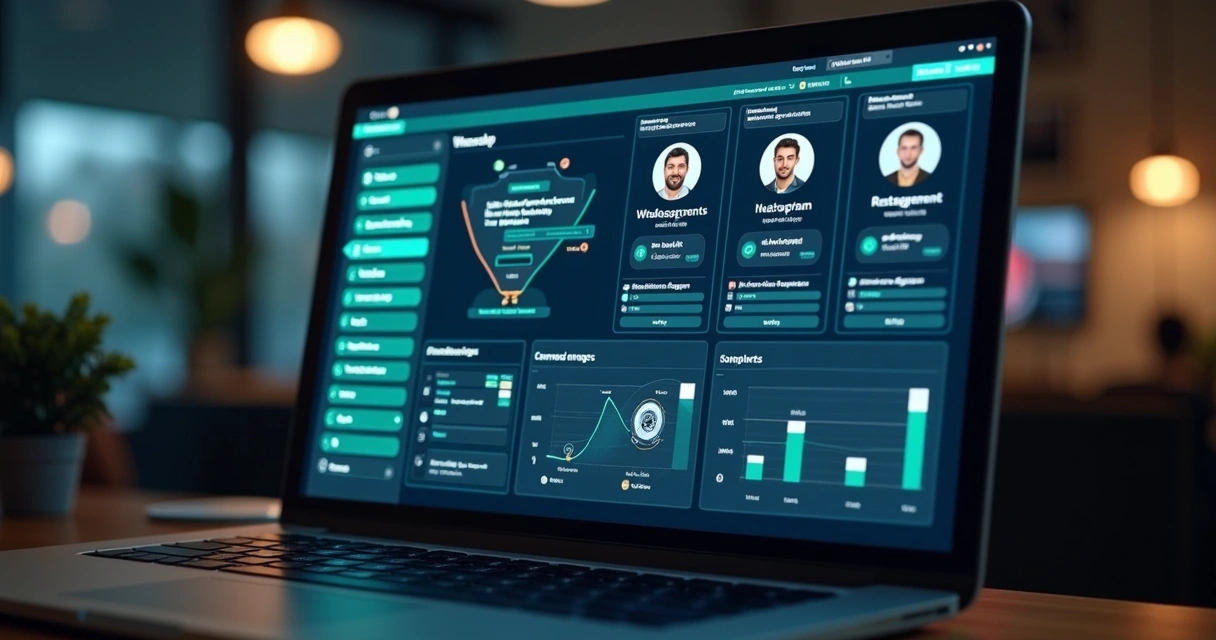 Painel de automação integrando WhatsApp e Instagram com funis visuais 