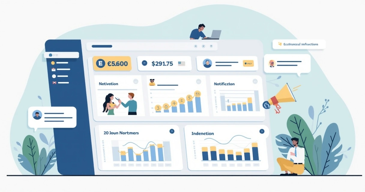 Painel de automação mostrando fluxos de comissionamento e performance. 