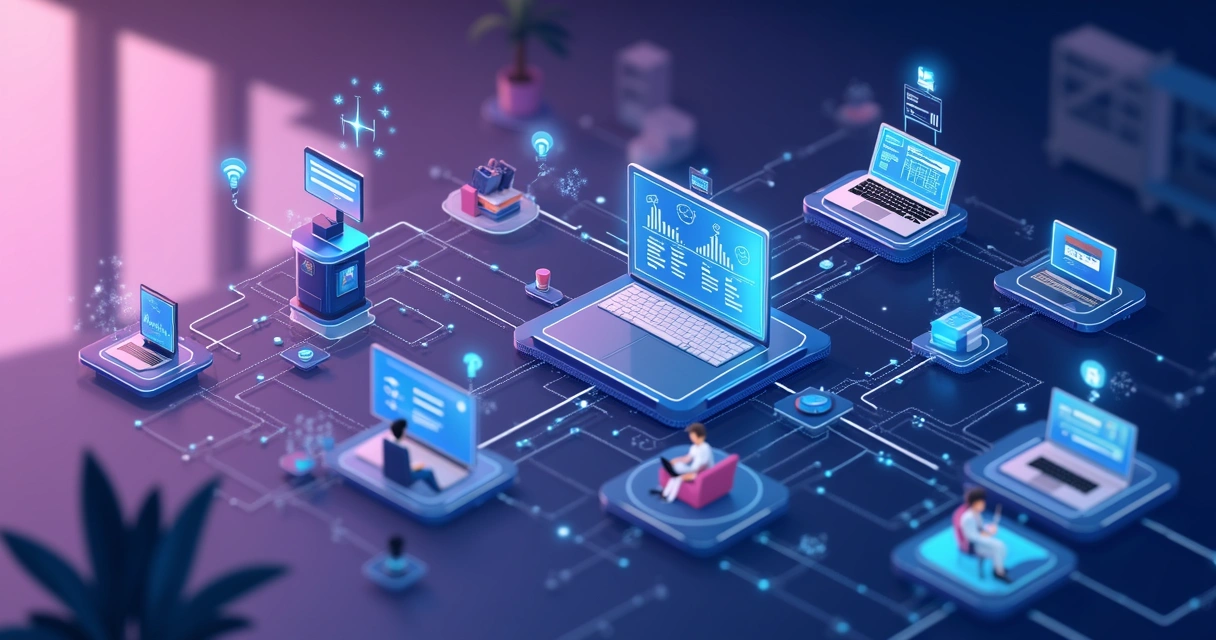 Fluxo automatizado conectando parceiros, dashboards e sistemas online 