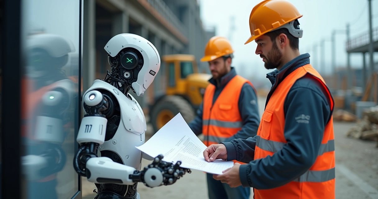 Robô automatizando tarefas em canteiro de obra digitalizado 