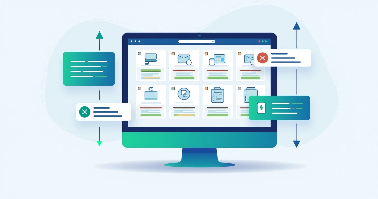 Painel digital mostrando automação de atualizações no catálogo 