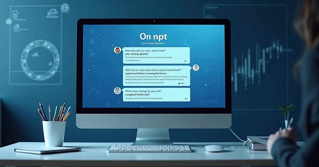 Chat online automatizado de site contábil atendendo perguntas no computador 