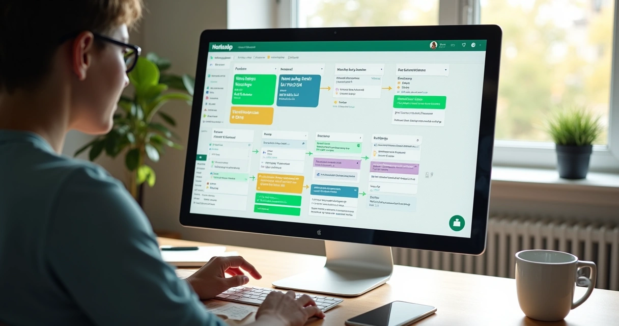 Tela com fluxos de automação de chatbot IA para WhatsApp, mostrando integração com planilhas, pagamentos e CRM