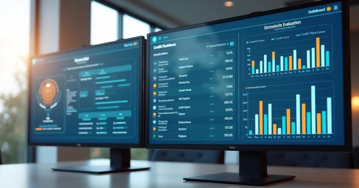 Dashboard mostrando checklist de análise de crédito automatizada 