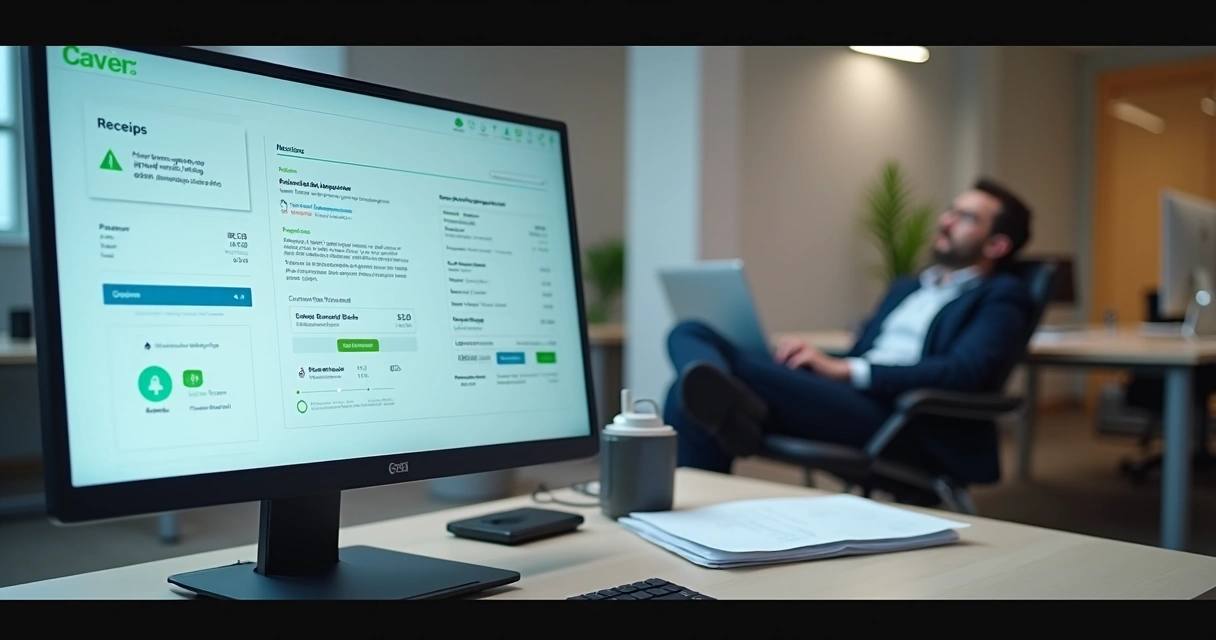 Computador exibindo automação de geração de recibos digitais 