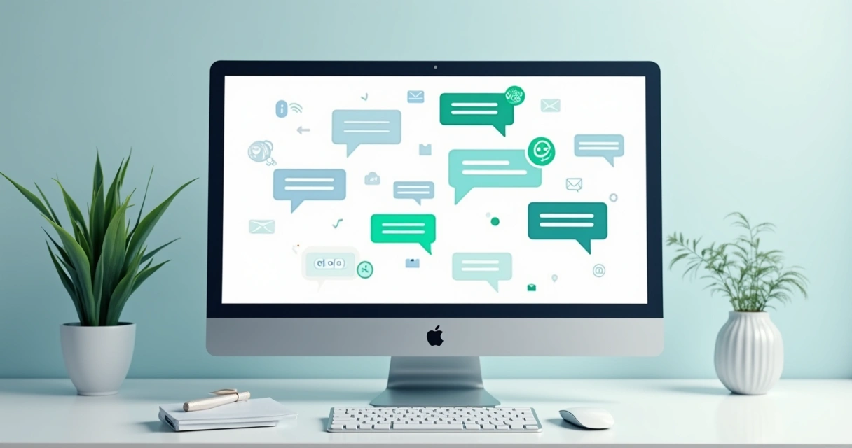Tela de computador exibindo mensagens automáticas de WhatsApp e e-mail sendo enviadas 