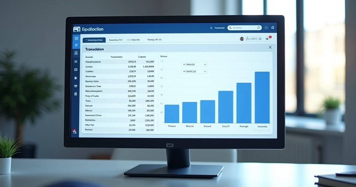 Tela de conciliação bancária automática com gráficos financeiros 