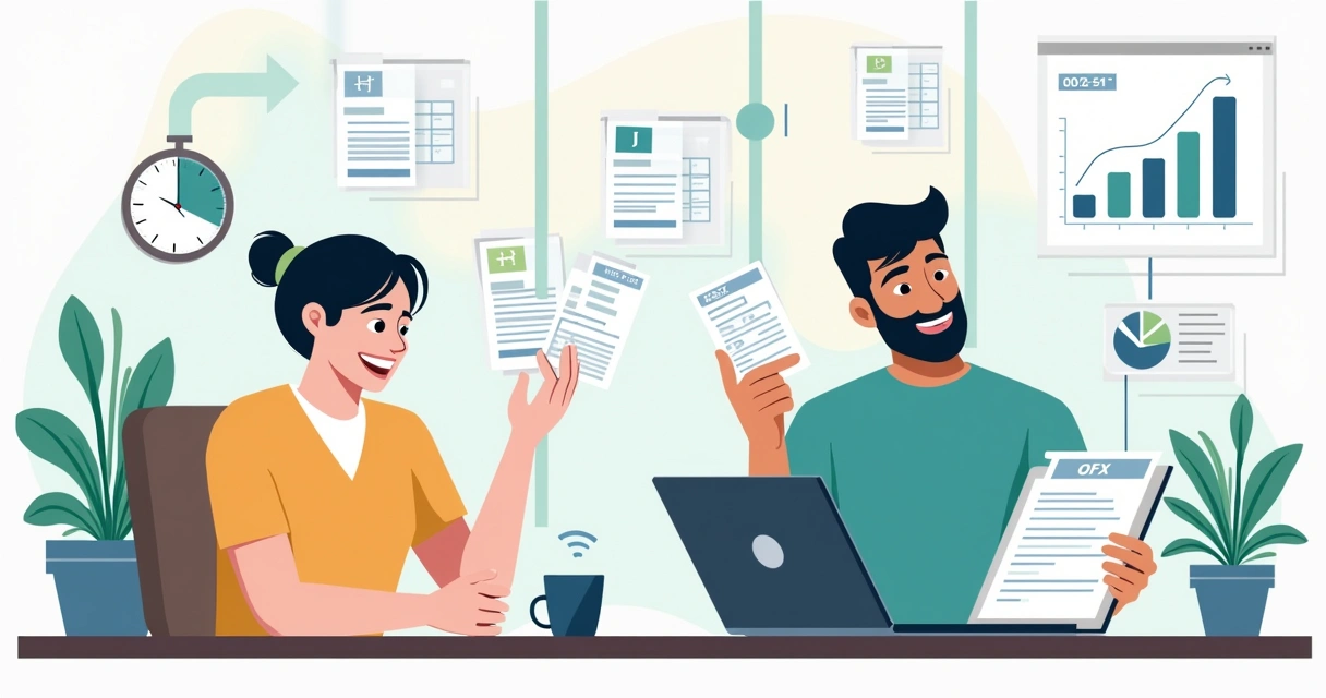 Contador feliz usando automação para importar relatórios contábeis 