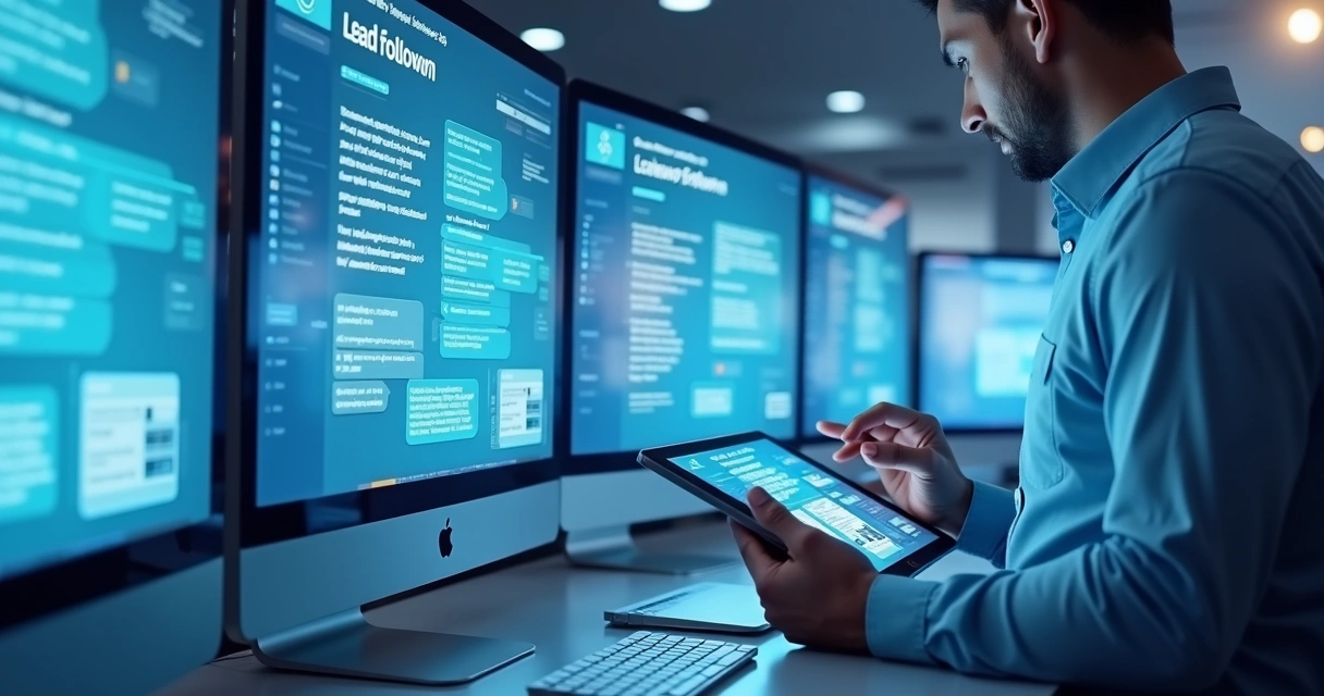 Tela de automação digital agilizando contato com lead de logística 