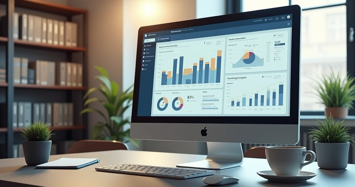 Painel de automação financeira e operacional em tela de computador