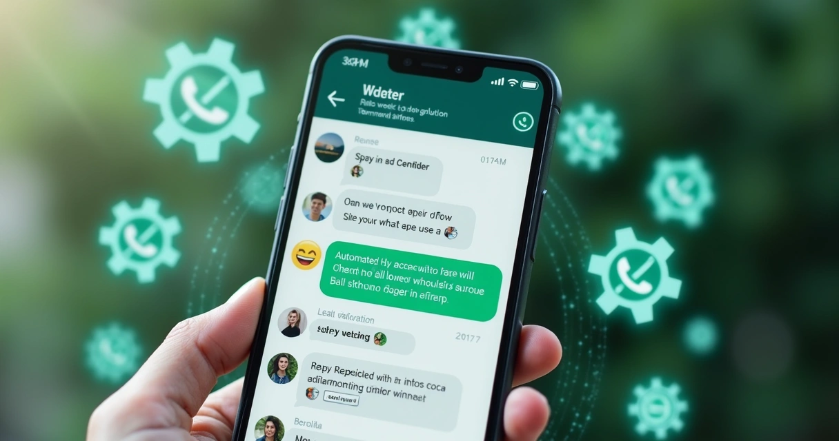 Tela de celular mostrando conversa automatizada no WhatsApp. 