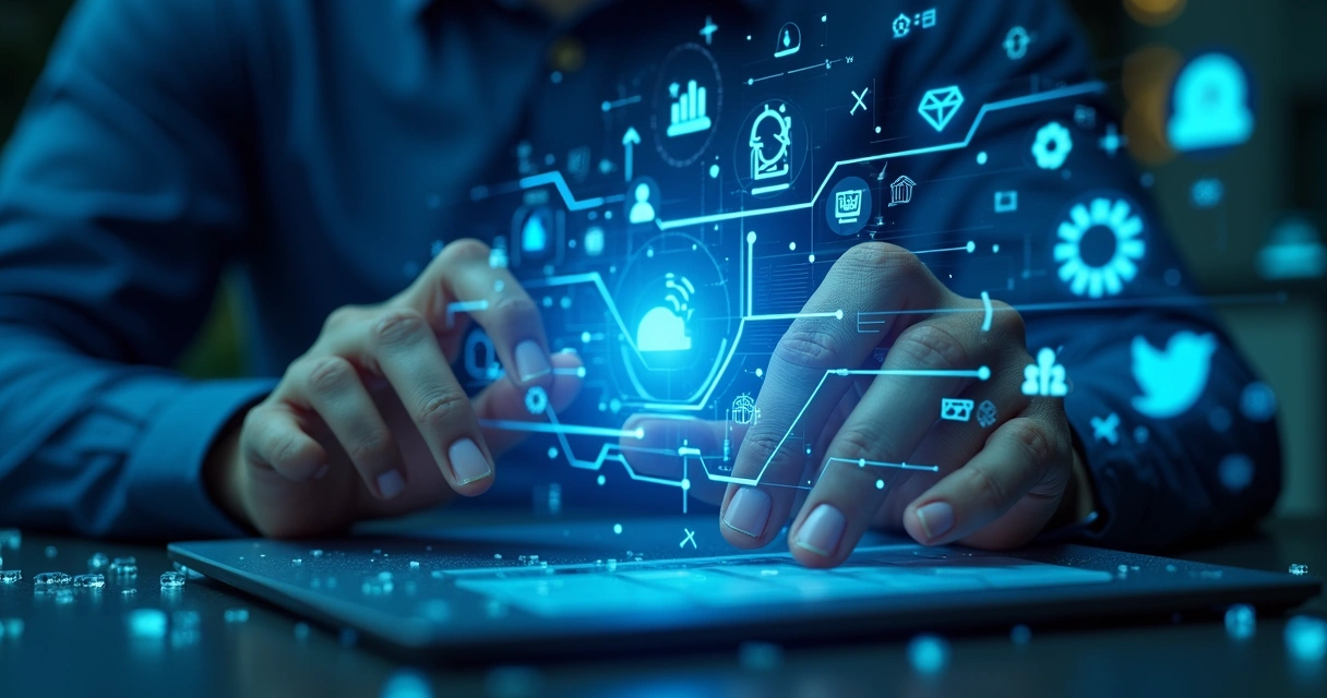 Fluxo digital de automação de marketing e CRM com leads 