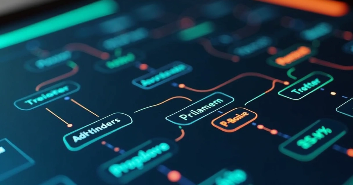 Fluxo automatizado de CRM e marketing em tela.