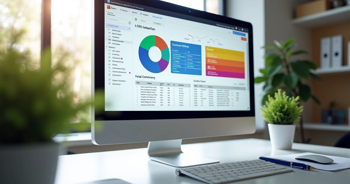 Tela de CRM com painel de automação destacada no monitor de computador 