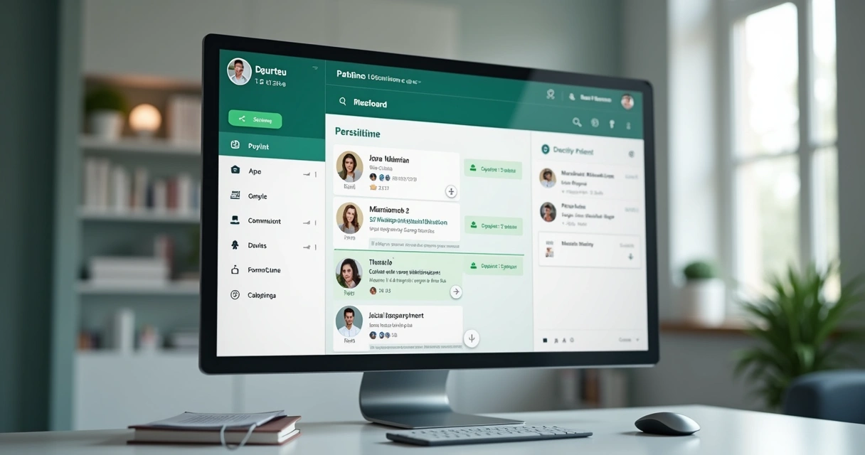Tela de computador mostra integração de WhatsApp com CRM de clínica 