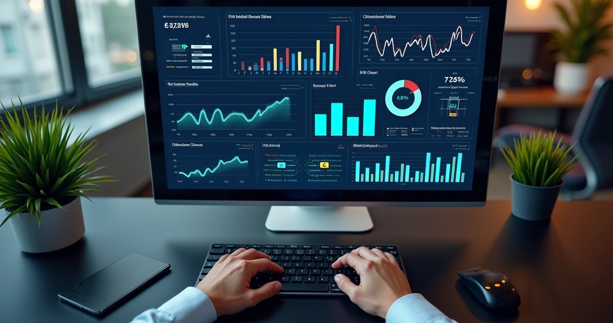 Visão superior de dashboard de automação de KPI de campanhas digitais 