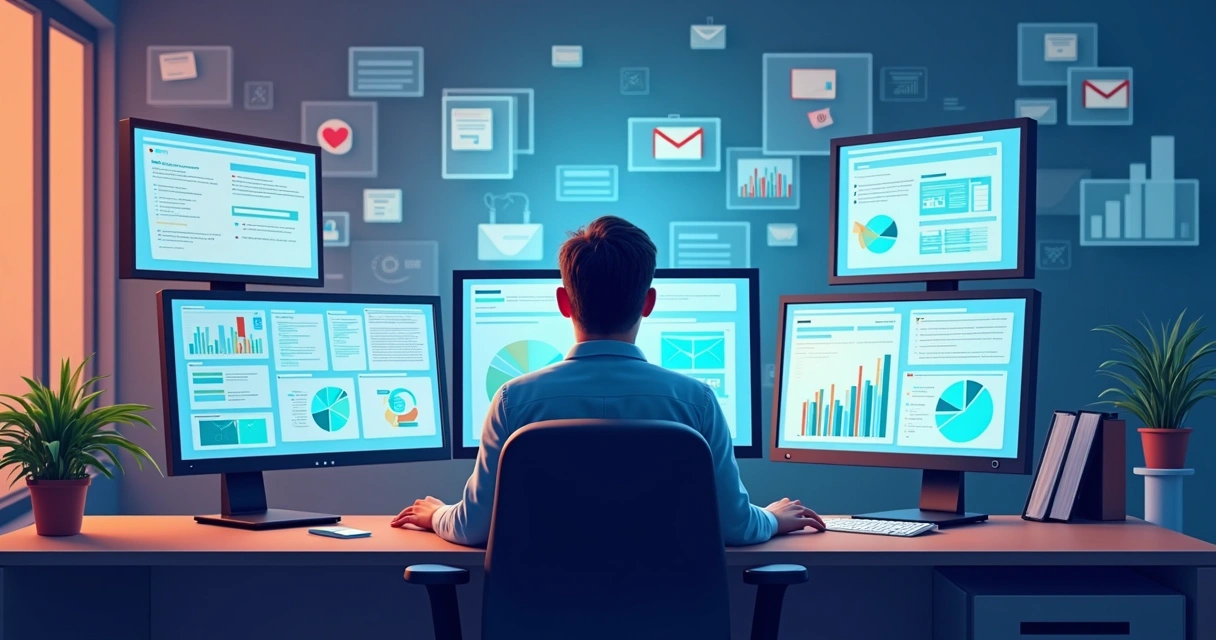 Fluxo de automações de marketing digital sendo executadas por Claude AI 