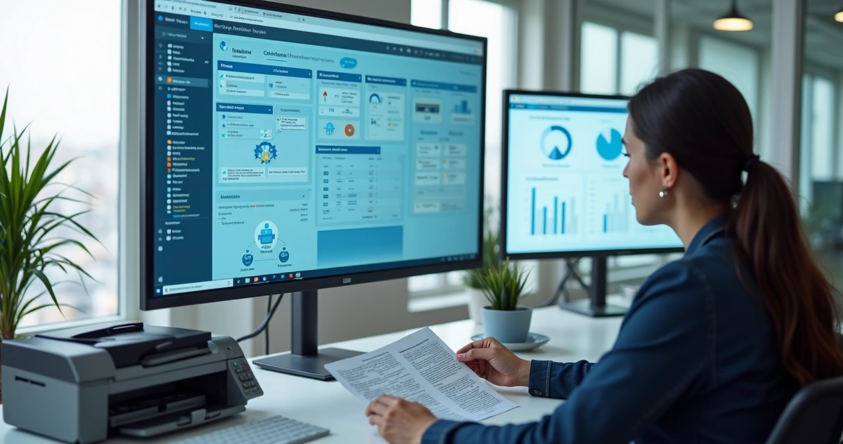 Painel com documentos digitais e fluxo automatizado 