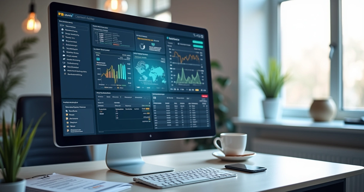 Computador com tela exibindo software ERP para emissão automática de notas fiscais em vendas online 