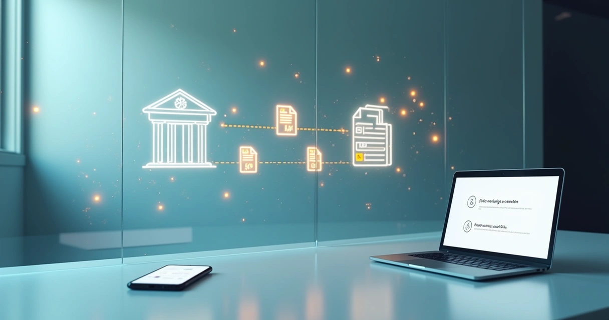 Fluxo digital de envio automático de extrato bancário para contador em painéis holográficos 