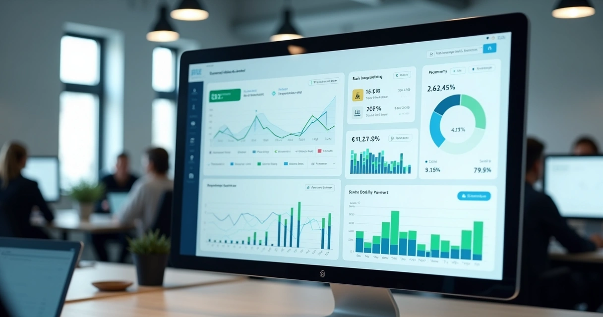 Dashboard financeiro mostrando integrações e relatórios de pagamentos. 