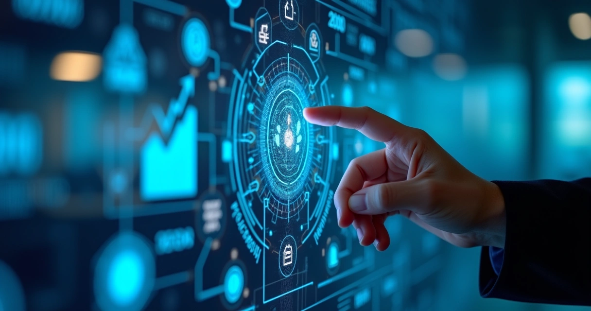 Gráfico digital de automação financeira com símbolos de IA 