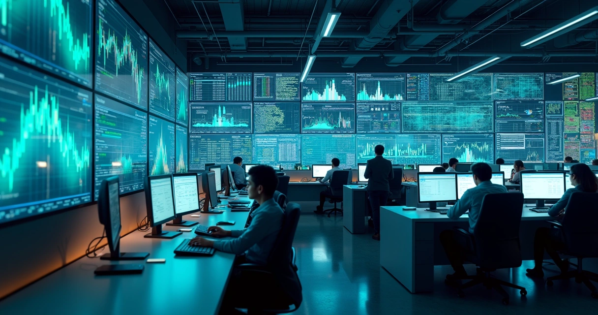 Representação gráfica de automação financeira em ambiente de escritório digital 