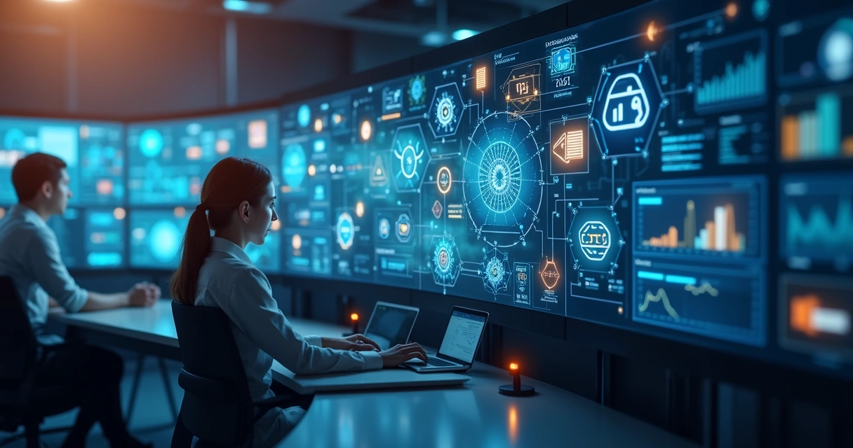 Painel digital mostrando fluxos automatizados de atendimento e notificações simultâneas