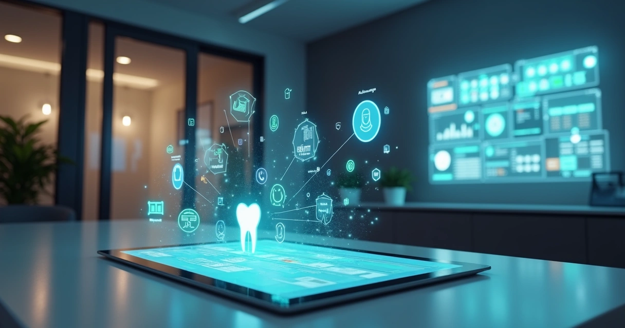 Dashboard de automação com fluxos de follow-up para pacientes em tela holográfica 