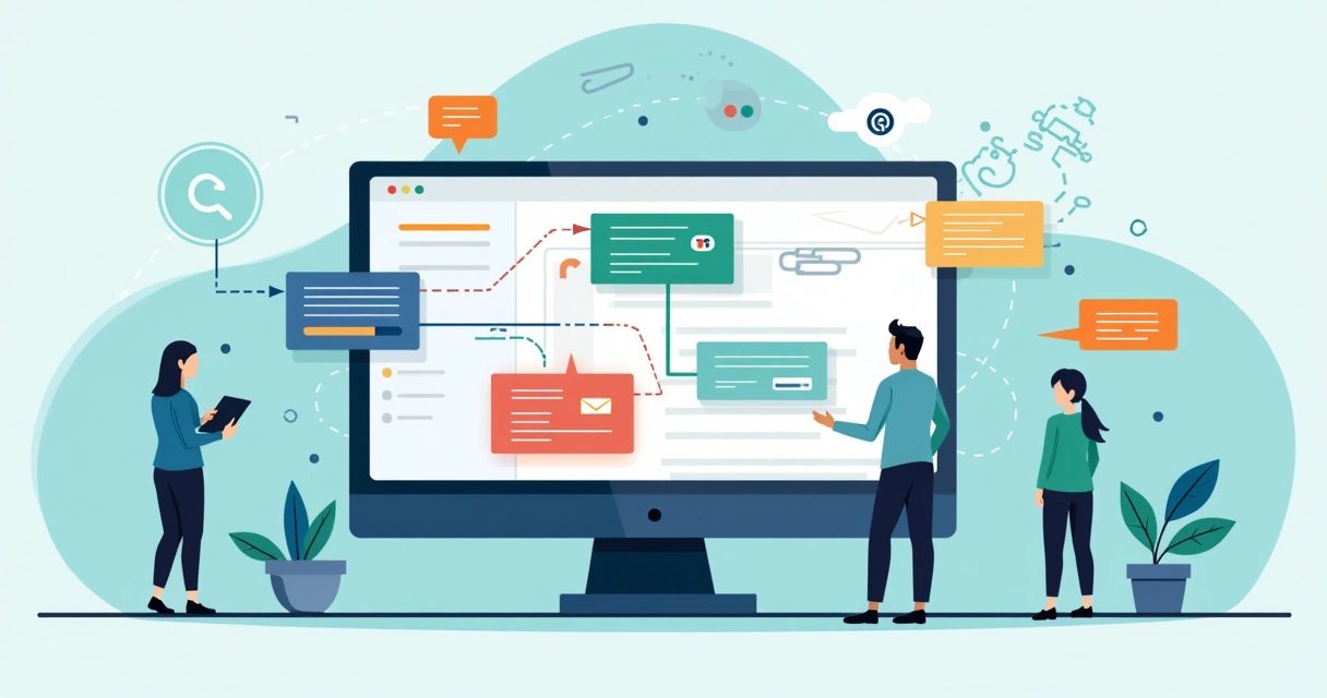 Painel com fluxos automatizados conectando formulários de site a follow-up de leads 