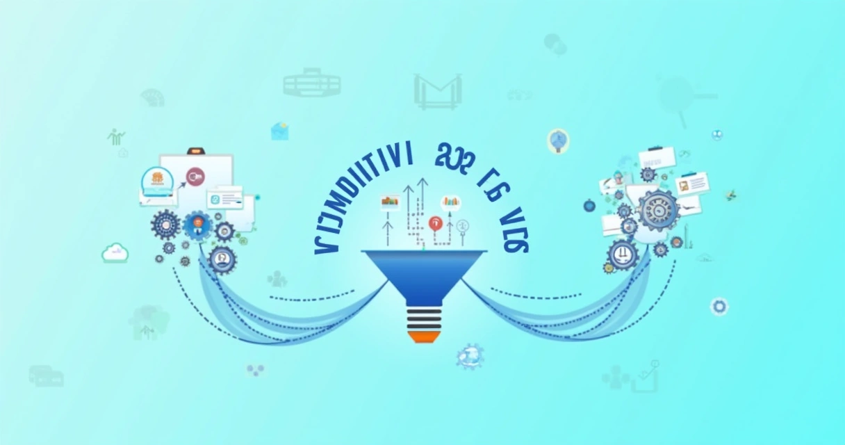 Ilustração sobre automação de funil de vendas 