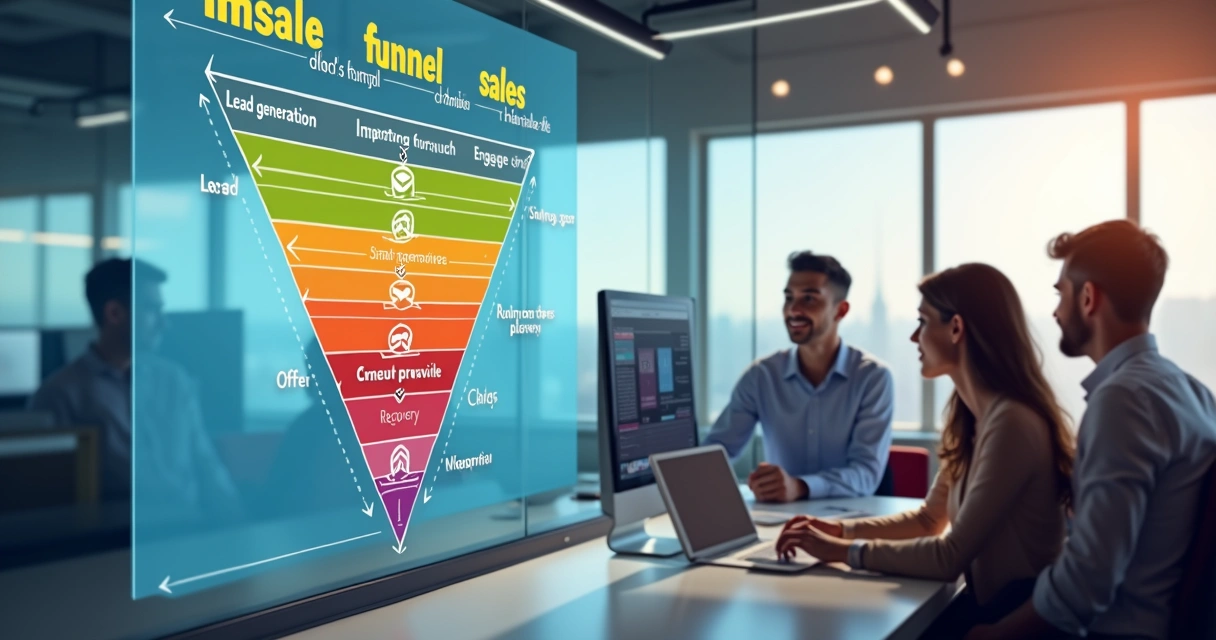 Representação visual do funil de vendas integrado à automação de e-mail 