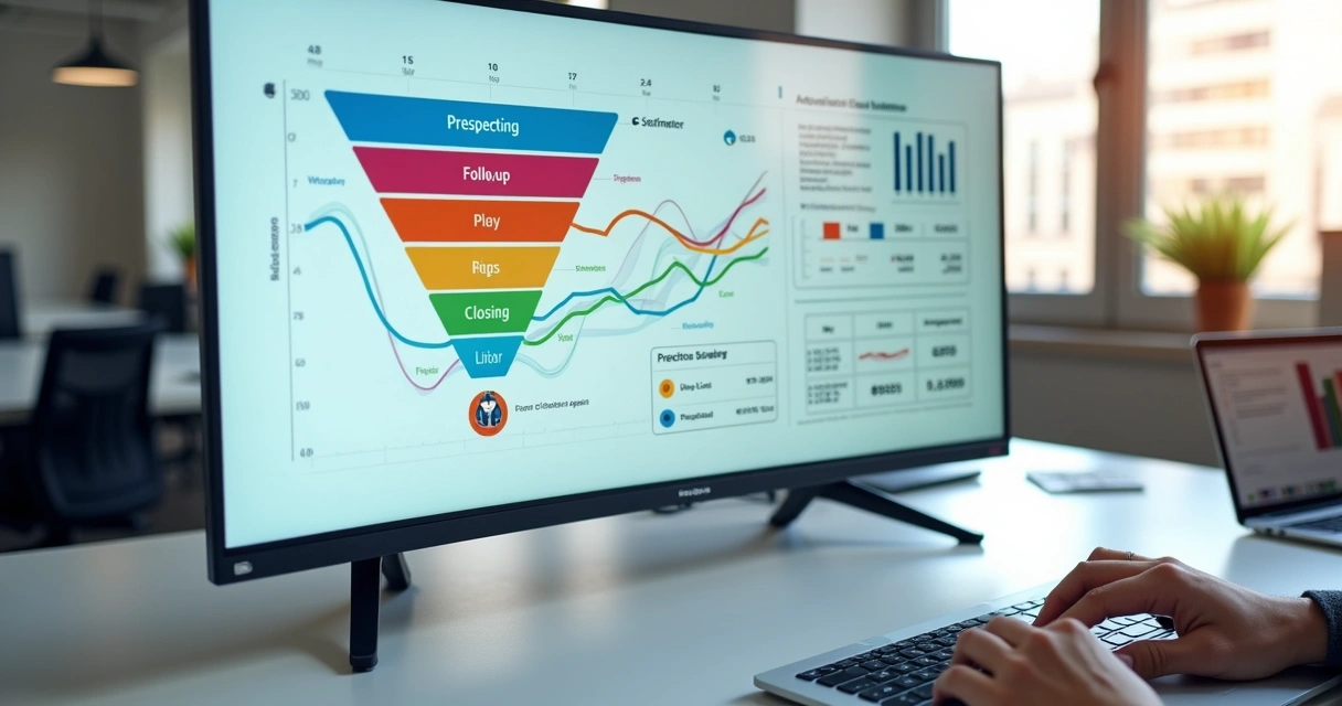 Painel de vendas com funil automatizado por IA integrando CRM e mensagens 