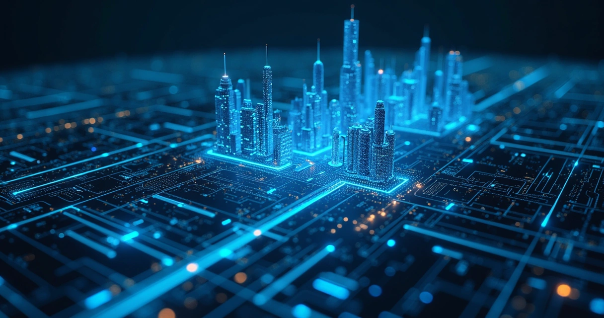 Central de automação mostrando fluxo digital de integração e gestão empresarial 