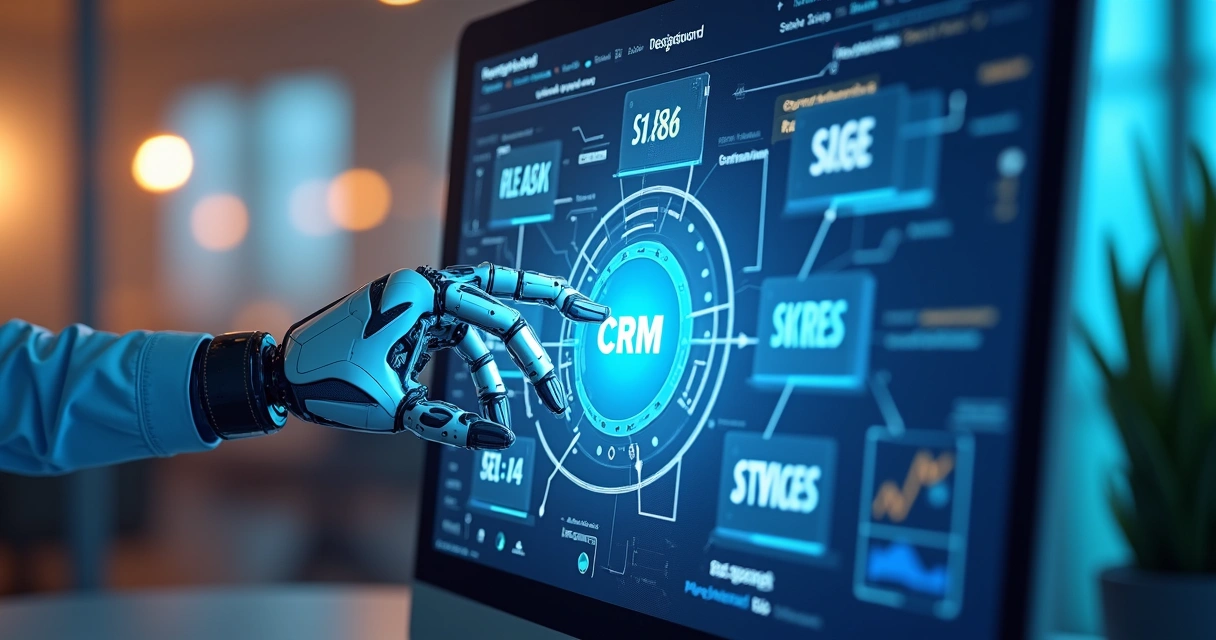 Painel CRM com IA automatizando tarefas em fluxo de vendas 